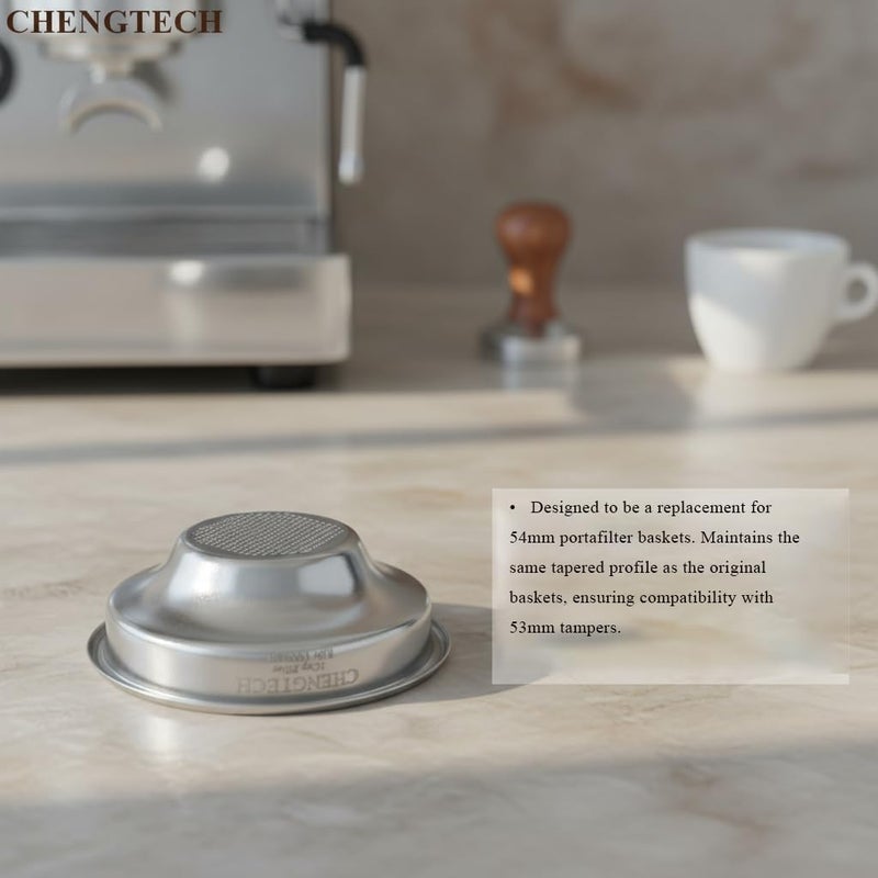 Chengtech Stainless Steel Coffee Filter,54mm Single Cup Espresso Filter Basket (Single Wall/Non-Pressurized) Compatible with BREV 820/840/870/875/878/879/880/450/550 - Image 2